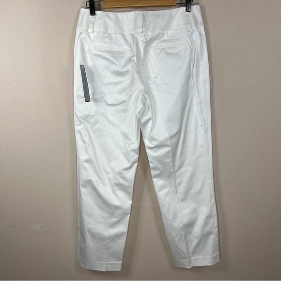 NEW Anne Klein White Sateen Straight Leg Pants Neutral Coastal Size 4 - Picture 4 of 10
